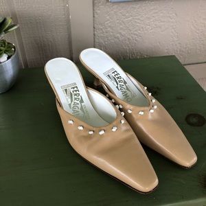 Ferragamo Tan Slides Never Worn